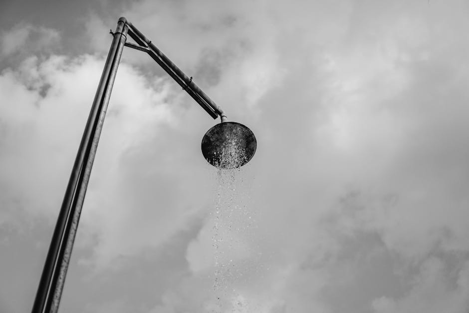 Modern rain shower head and tile work